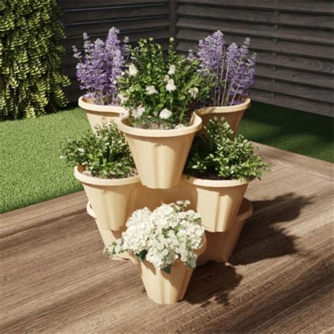 Pure Garden 50 Lg5007 Stacking Planter Tower 3 Tier Space Saving