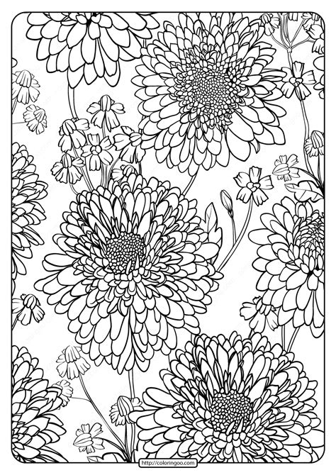 Printable Flower Pattern Coloring Page 01