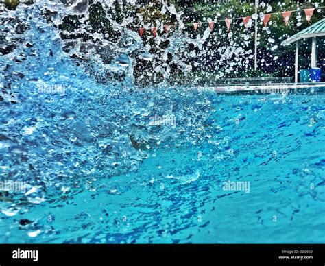 Big Splash In Outdoor Swimming Pool Hdr Stock Photo Alamy