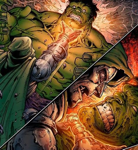 The Hulk Battles Doctor Doom By Paul Pelletier Marvel Comic Books