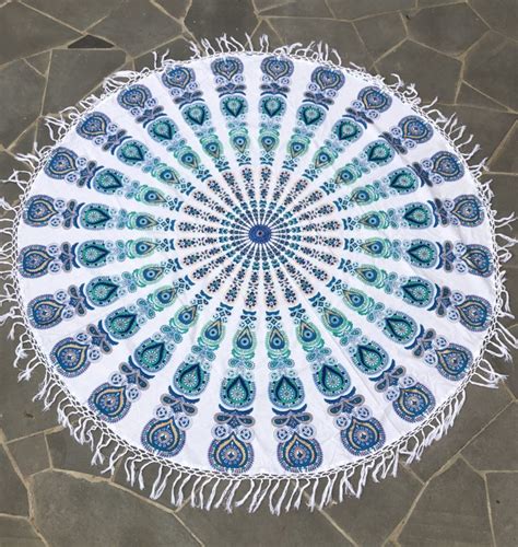 Rugs Circular Boho Throw White And Blue A Day To Remember Event Hire