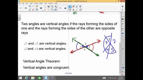 Honors Geometry 2 8 Vertical Angles Youtube