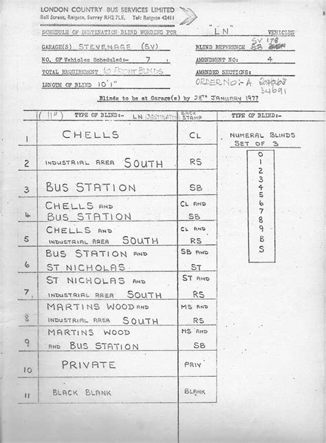 Sv Ln Blind 1977 Blind Schedule For Stevenage Ln Vehicles