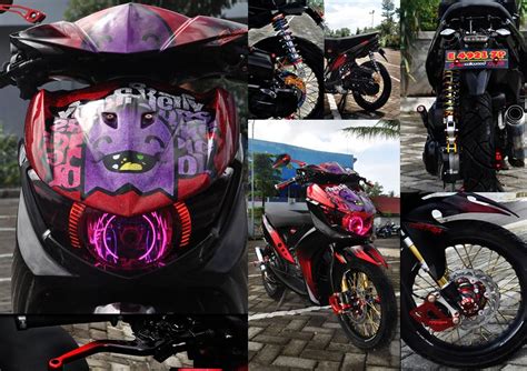 Mio soul gt sangat mudah di desain sesuai kehendak (modif), di tambah dengan body yang sporty sangat mudah untuk di modifikasi tampilan lampu depan yang elegan bak mata elang di tambah dengan lampu led yang super terang meberikan pencahayaan yang baik ketika malam hari. 50 Gambar Modifikasi Mio Soul Keren & Elegan | Modif Drag