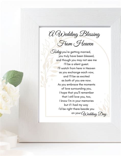 A Wedding Blessing From Heaven Memorial Poem Father Daughter Mother Son