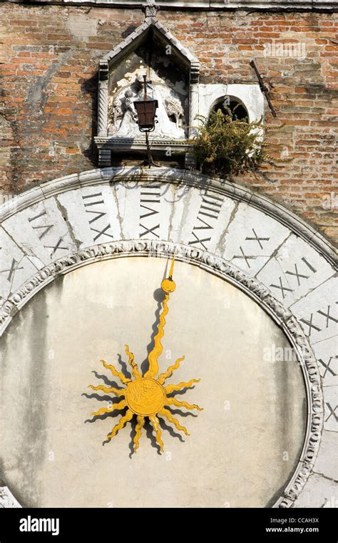 Detail Of The Belltower Clock Of San Giacomo Di Rialto Church In Venice