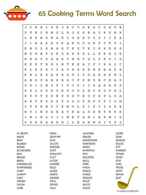 Free Printable Cooking Terms Word Search Word Puzzles