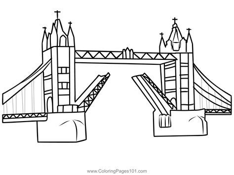 Tower Bridge In London Coloring Page for Kids - Free England Printable