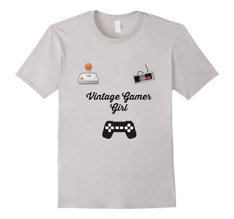 Vintage Gamer Girl T Shirt Classic Game Controllers 4lvs