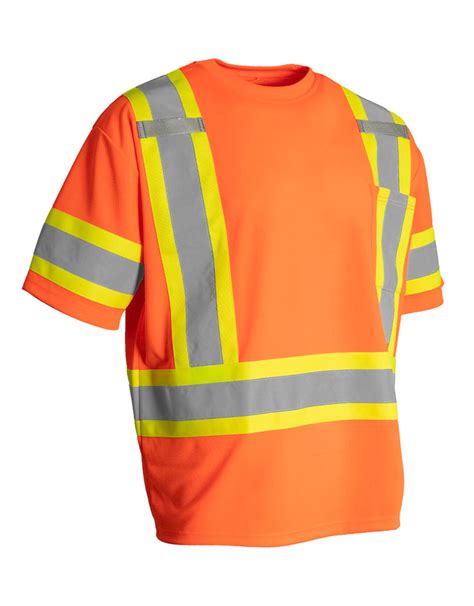 Hi Vis Crew Neck Short Sleeve Safety Tee Shirt With Chest Pocket And A
