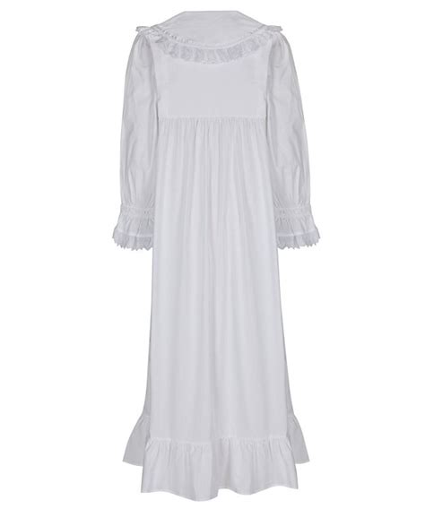 Amelia 100 Cotton Victorian Nightgown With Pockets 7 Sizes White