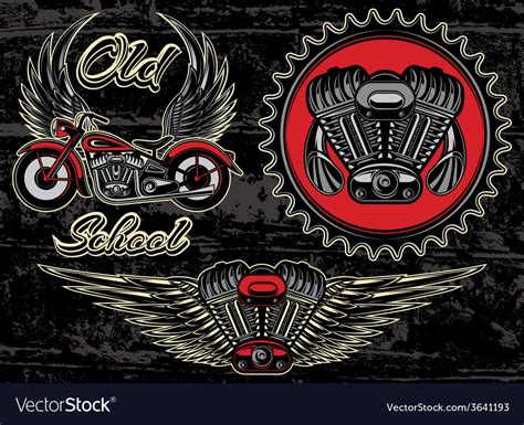 Set Of Retro Emblems On The Motorcycle Theme Vector Image
