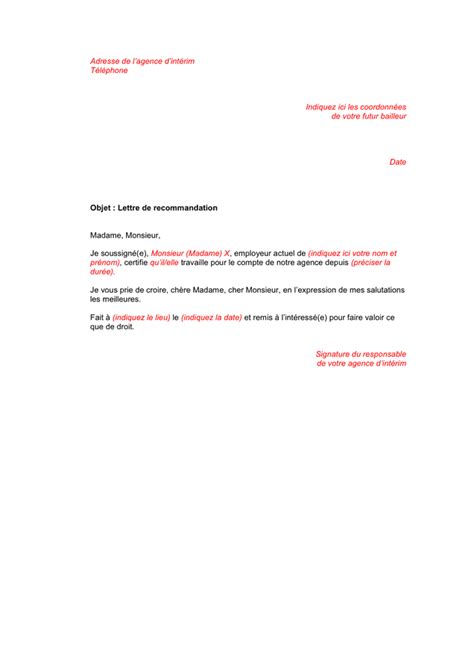 Lettre De Recommandation Doc Pdf Page 1 Sur 1