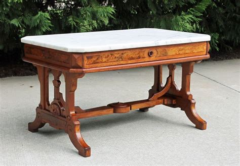 Figueredo, koi design group, west palm beach, fl. Fine Victorian Walnut & Burl Marble Top Coffee / Cocktail ...