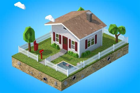 Low Poly House V2 3d Model Cgtrader