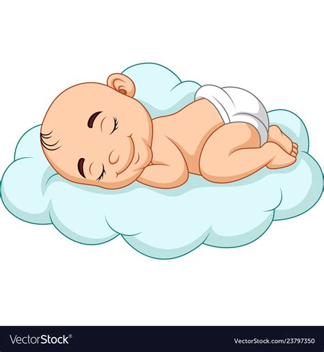 Cartoon Baby Sleeping On A Cloud Royalty Free Vector Image