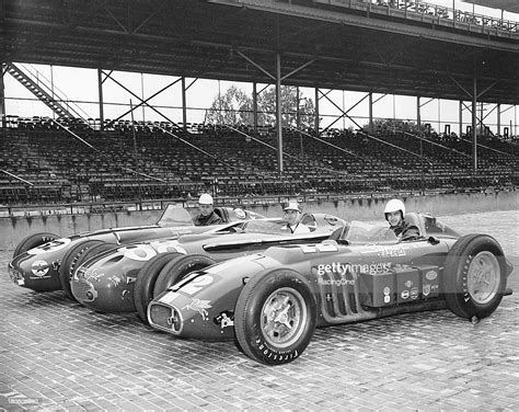The Front Row For The 1957 Indianapolis 500 Usac Indy Car Race At The