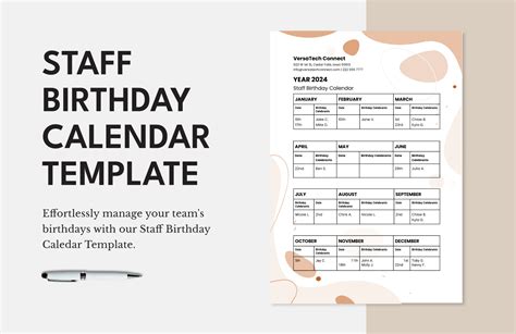 Birthday Calendar Template In Word Free Download