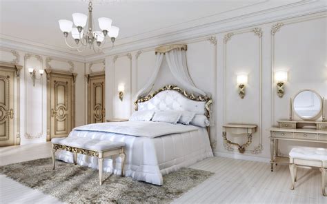 Download Wallpapers Luxurious Bedroom Interior Classic Style White Bedroom Luxurious Classic