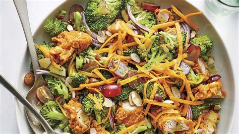 Here's a quick and healthy steak main dish that is ready in about 30 minutes. Crispy Chicken-and-Broccoli Salad | Recipe | Main dish salads, Chicken salad recipes, Crispy chicken