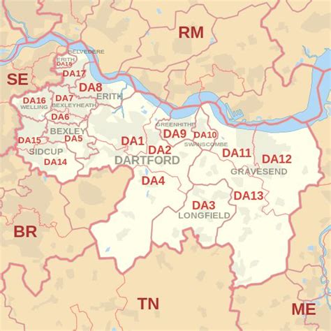 London Maps By Post Code Da Printable Da Postcode Area Map Showing