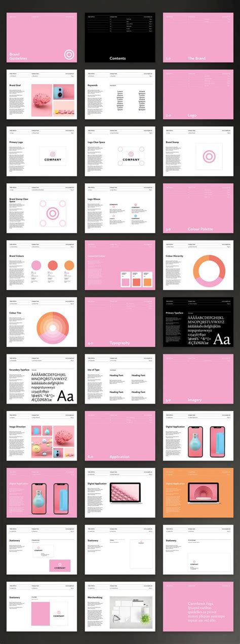 Or you could try some free templates offered by. Adobe InDesign Brand Manual Guidelines Template with Pink ...