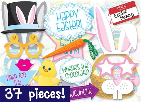 Easter Photo Booth Props Printable 37 Piece Mega Pack