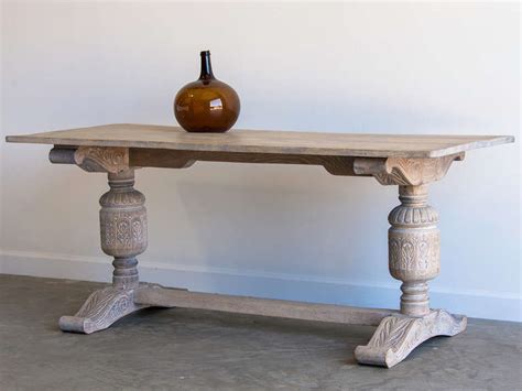 Antique English Jacobean Style Oak Table Limed Finish Circa 1875 For