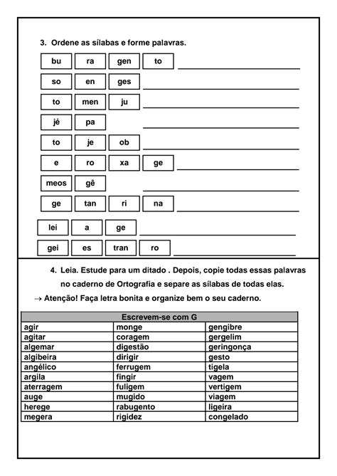 Atividade Ortografia 7 Ano