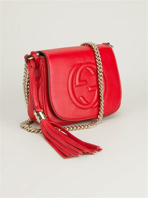 Gucci Soho Leather Shoulder Bag In Red Lyst