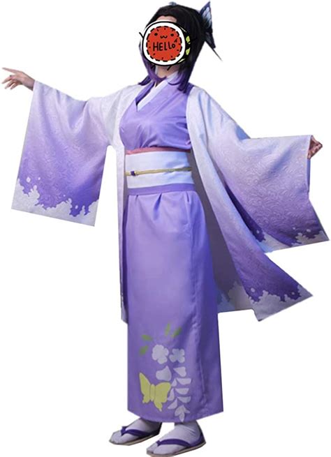 Demon Slayer Kimono Costume Shinobu Kochou Skirt Cosplay Womans Kimono