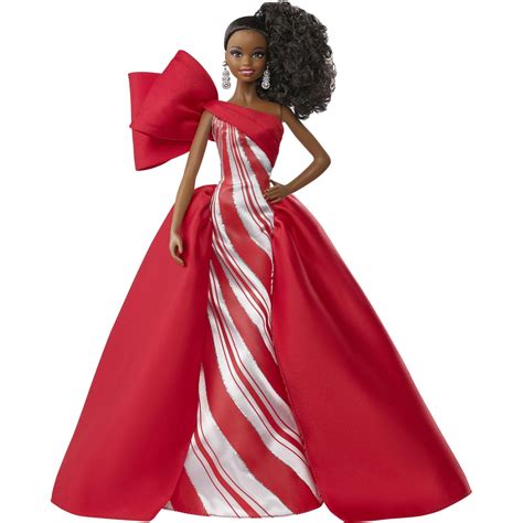 Barbie 2019 Holiday Doll Brunette High Ponytail With Red And White Gown