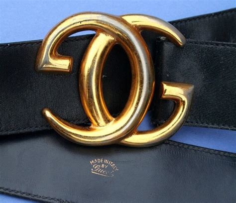 Vintage Gucci Belt With Brass Buckle And Navy By Moontreeboutique