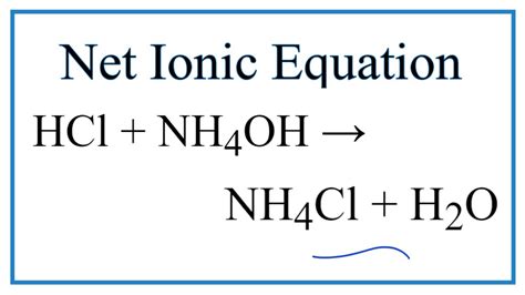Hydrochloric or muriatic acid is generally made by the action of sulphuric acid on common salt. How to Write the Net Ionic Equation for HCl + NH4OH ...