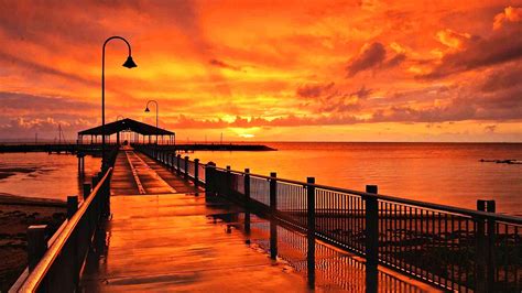 Sunset At Redcliffe Jetty Queensland Australia Hd