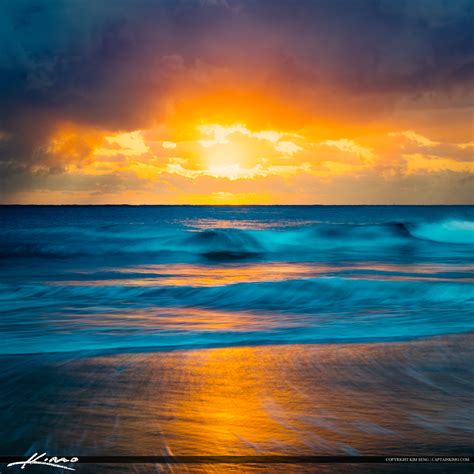 Ocean Wave at Beach Glorious Sunrise