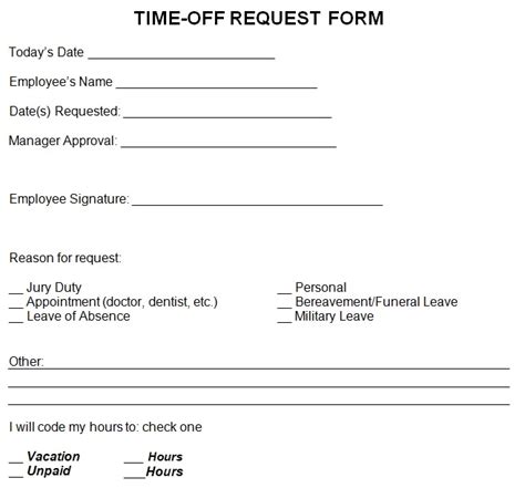 Printable Time Off Request Form 15 Free Templates And Examples Time