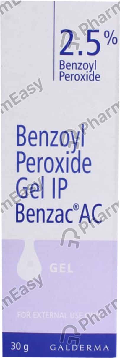 Benzac Ac 2 5 W W Gel 30 Uses Side Effects Price And Dosage Pharmeasy