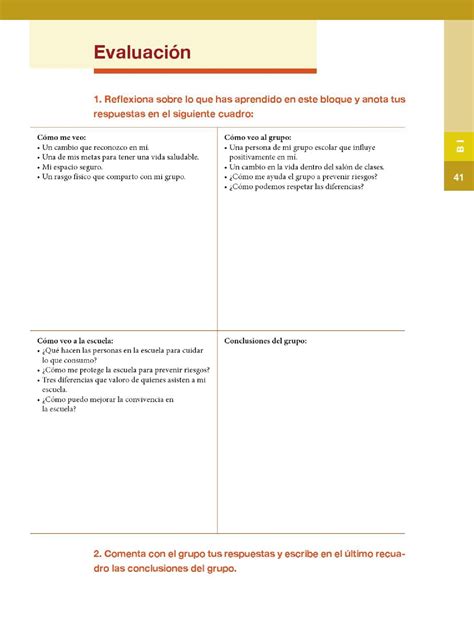 Pedir que revisen las preguntas que se plantearon al inicio de la lección para que las vuelvan a contestar y comparen lo que sabían al inicio. Evaluación - Bloque I ~ Apoyo Primaria