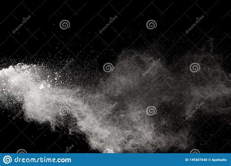 White Powder Explosionfreeze Motion Of White Dust Particles On Black