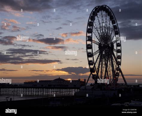 Brighton Eye And Brighton Pier At Sunset Sussex Uk Stock Photo Alamy
