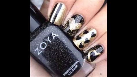 Uñas acrilicas negras con dorado : Hermosas uñas negras con dorado. - YouTube