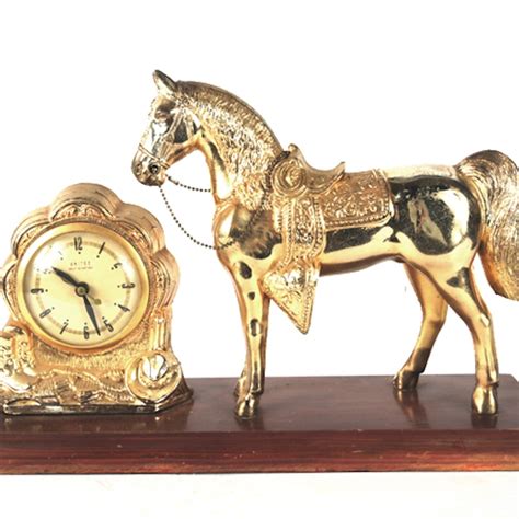 Vintage Brass United Horse Clock Ebth