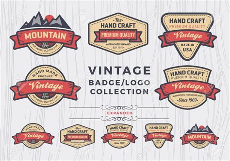 Vector Set Of Vintage Badgelogo Design Retro Badge Design For Logo