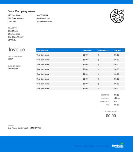Artist Invoice Template Free Downloadable Templates Freshbooks