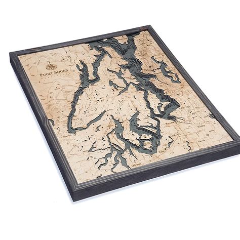 Puget Sound Wood Map 3d Topographic Wood Chart