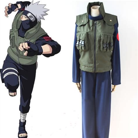 Anime Naruto Shippuden Hatake Kakashi Cosplay Costume Full Set Leaf