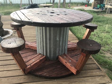 Hello peeps, i hope this post finds you all well! Large refurbished wooden spool table. Built to seat 5 ...