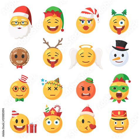 Set Of Christmas Emoticons Icons Stock Image And Royalty Free Vector