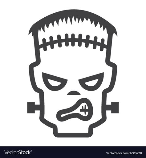 Frankenstein Line Icon Halloween And Scary Vector Image